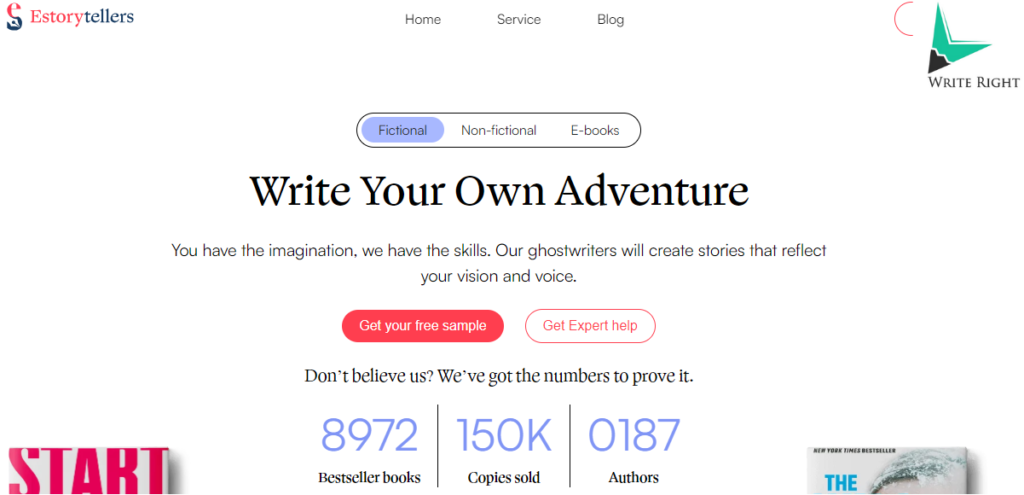 Estorytellers ghostwriting service page 